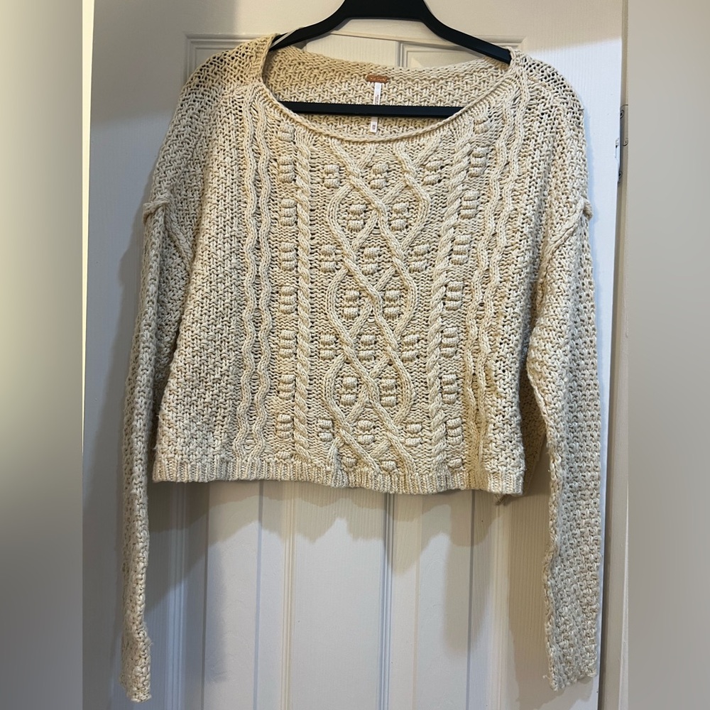 Free People Cropped Cable Knit Sweater